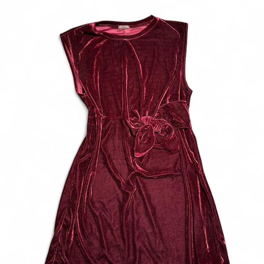Shiela Rose Burgundy Red Velvet Mini Dress Sleeveless Tie Waist Glam XL